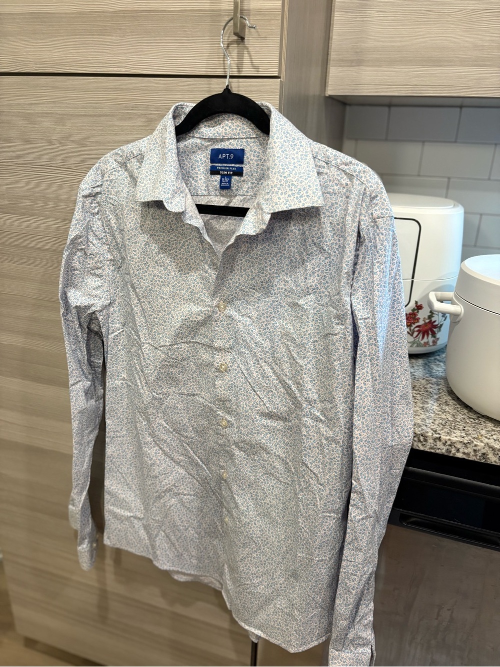 Apt. 9 Men's White Shirt with Light Blue Floral Print